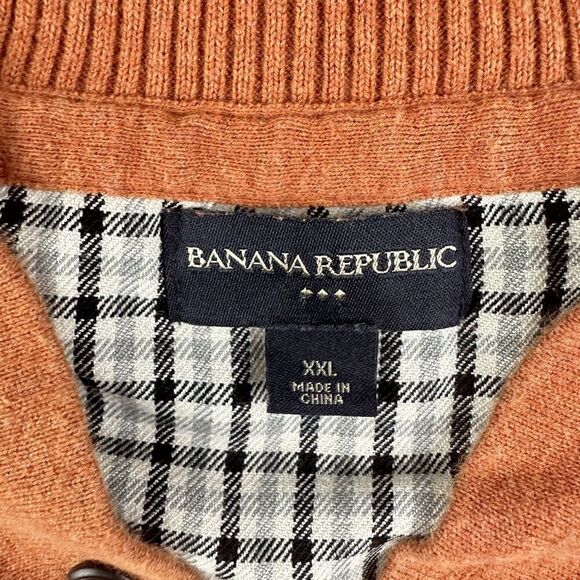 Banana Republic Sweater Mens XXL 2XL Orange Shawl Button Collar Preppy Pullover - Picture 6 of 15